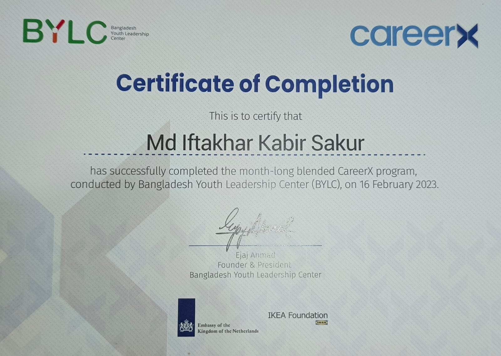 BYLCx certificate